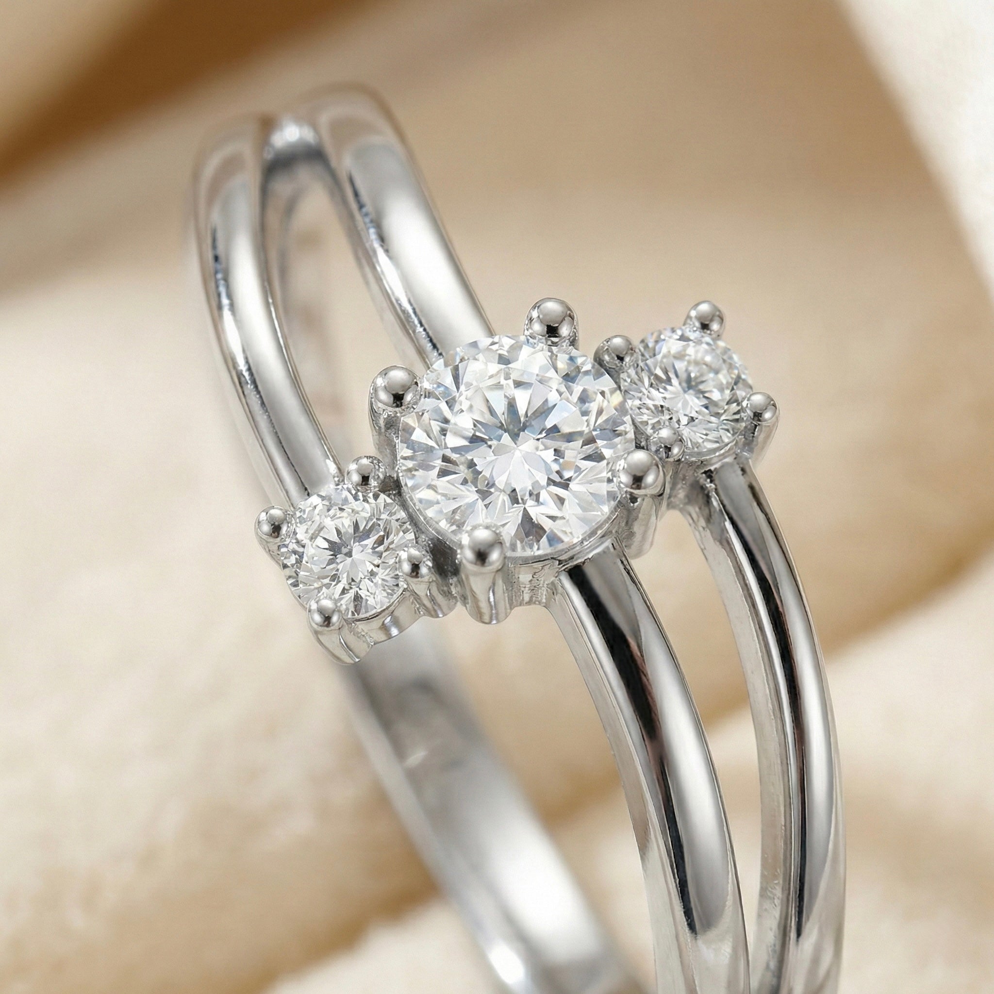 Triple Stone Brilliance Custom Ring | 925 Silver Statement Piece