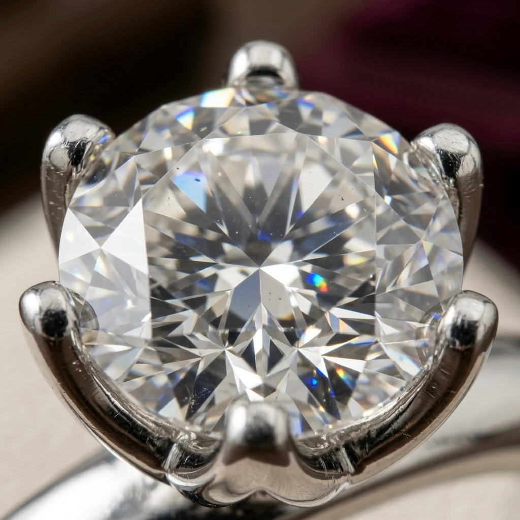 Elegant Floral Solitaire Diamond Ring in 925 Sterling Silver
