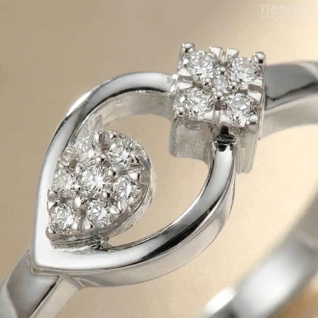 Elegant Heart Diamond Ring in 925 Sterling Silver