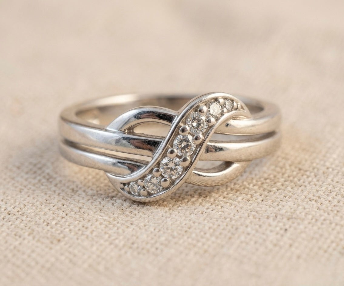 Elegant Infinity Diamond Ring in 925 Sterling Silver