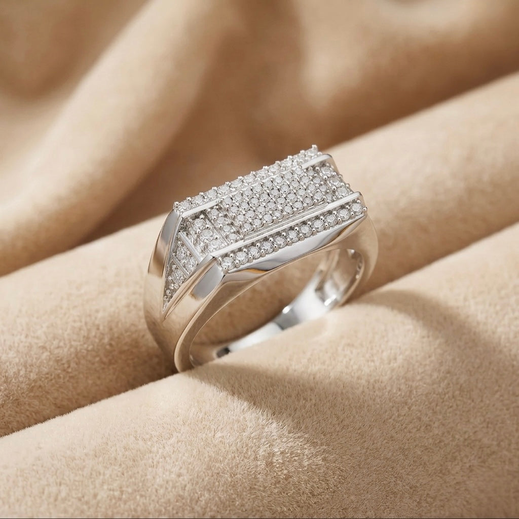 Bold Diamond Pavé Ring for Men in 925 Sterling Silver