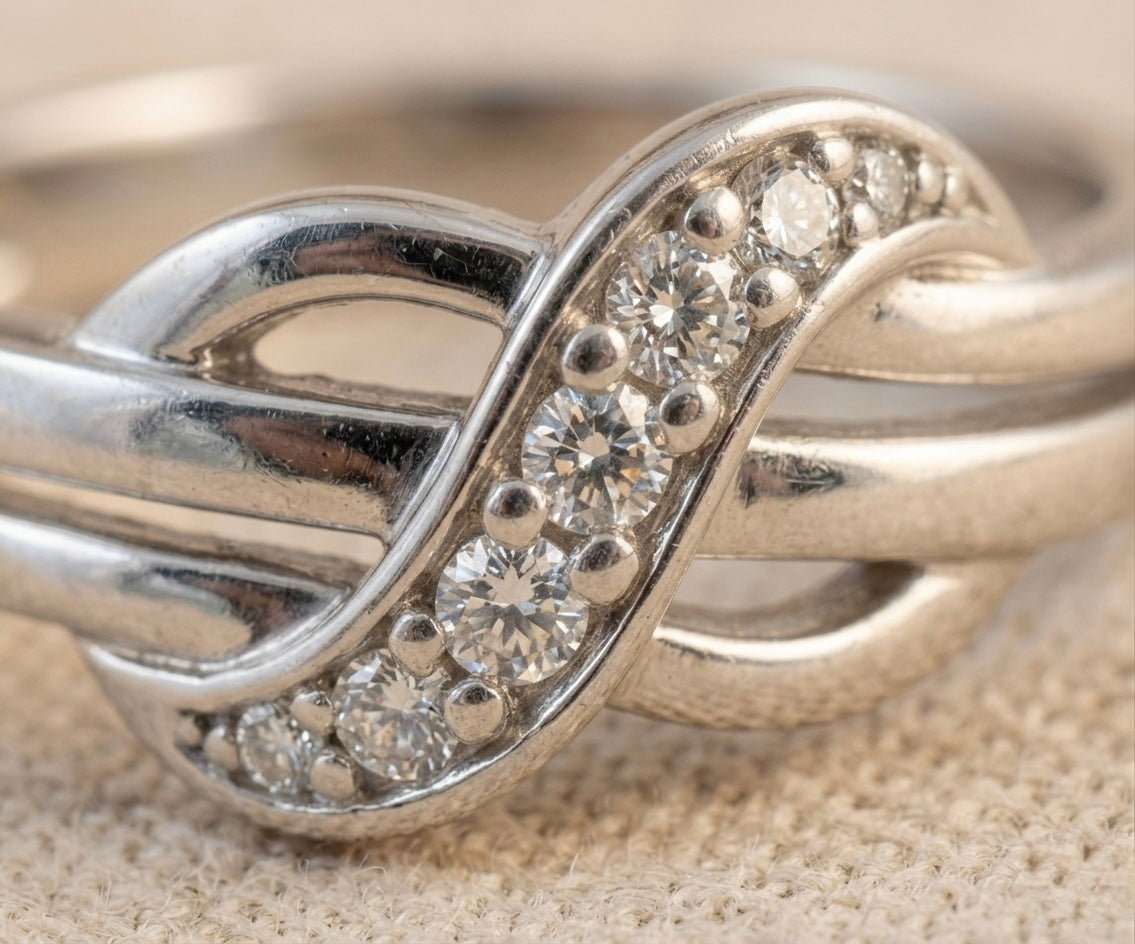Elegant Infinity Diamond Ring in 925 Sterling Silver